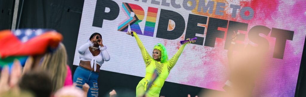 Performer on main stage at PrideFest